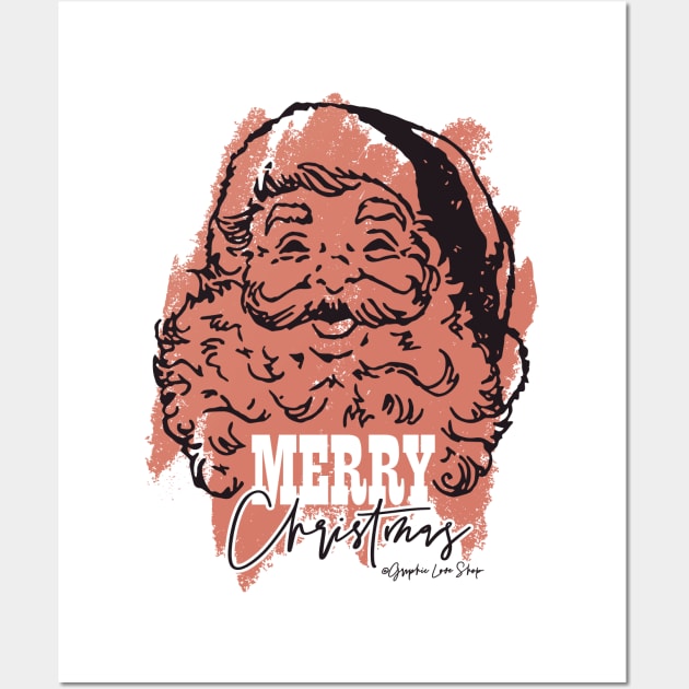 Vintage Santa Illustration, Merry Christmas © GraphicLoveShop Wall Art by GraphicLoveShop